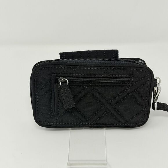 Vera Bradley Black Quilted Wristlet Wallet Zip Around ID Coin Purse NWOT - Picture 3 of 16
